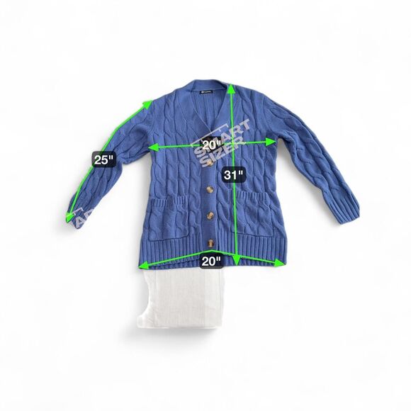 Blue Knit Button-Up Cardigan | Women's Large | V-Neck Long‎ Sleeve W/ Pockets - Picture 6 of 6